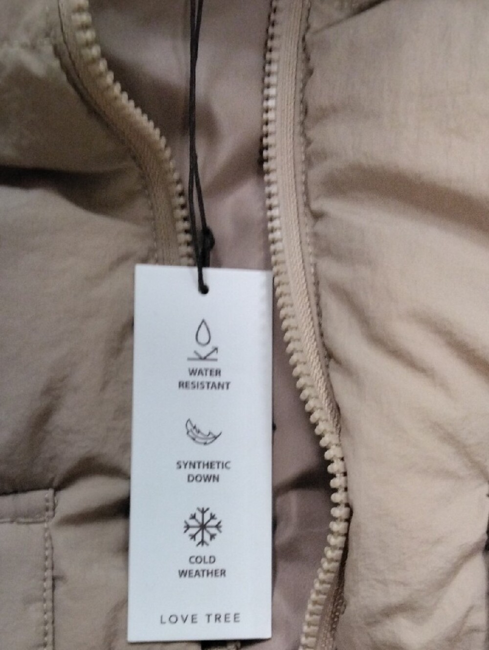 Love Tree Tan Quilted Hooded Puffer Vest - Picture 2 of 3